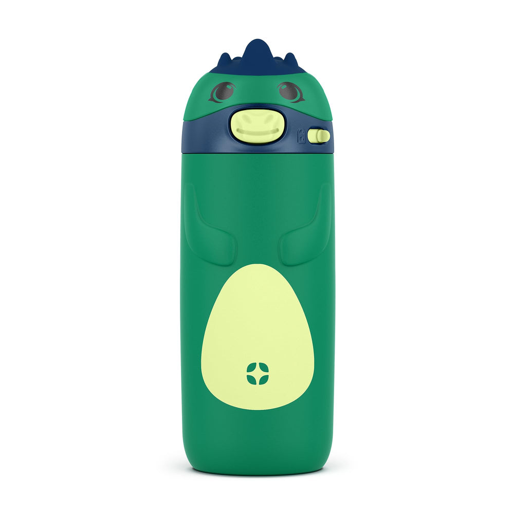Ello Ellies 12oz dino bottle keeps drinks cold for hours during playtime.