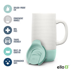 Ello Jane splash-resistant slider lid keeps drinks secure during commutes.