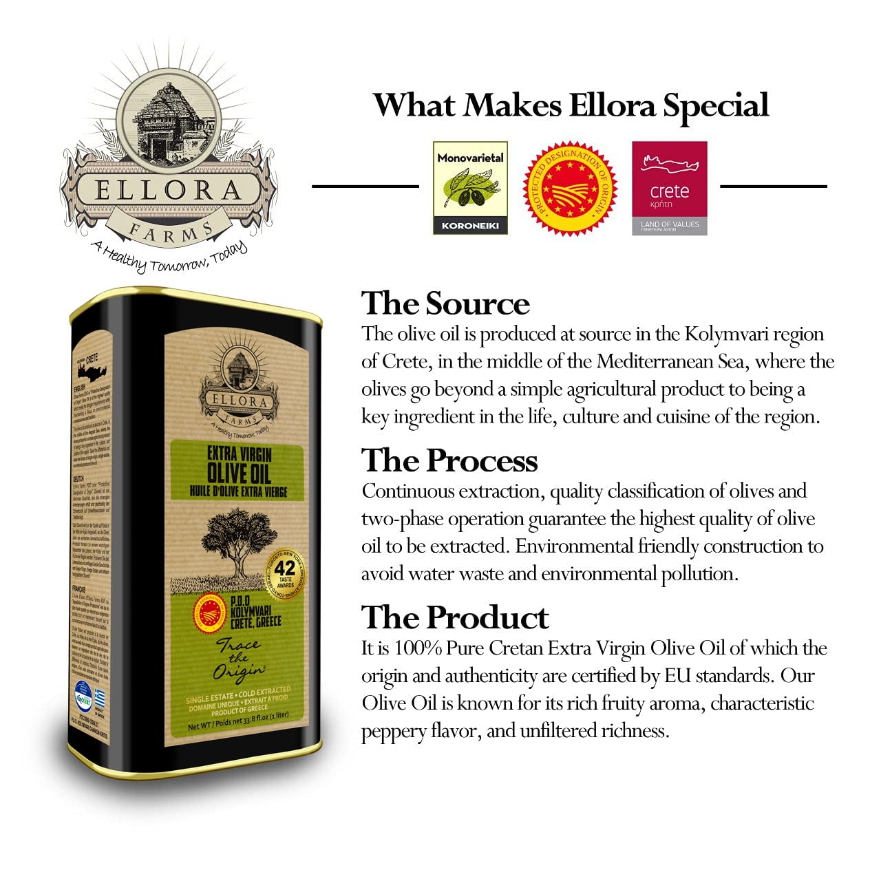 Ellora Farms first cold press olives—high-quality unrefined oil from Koroneiki.
