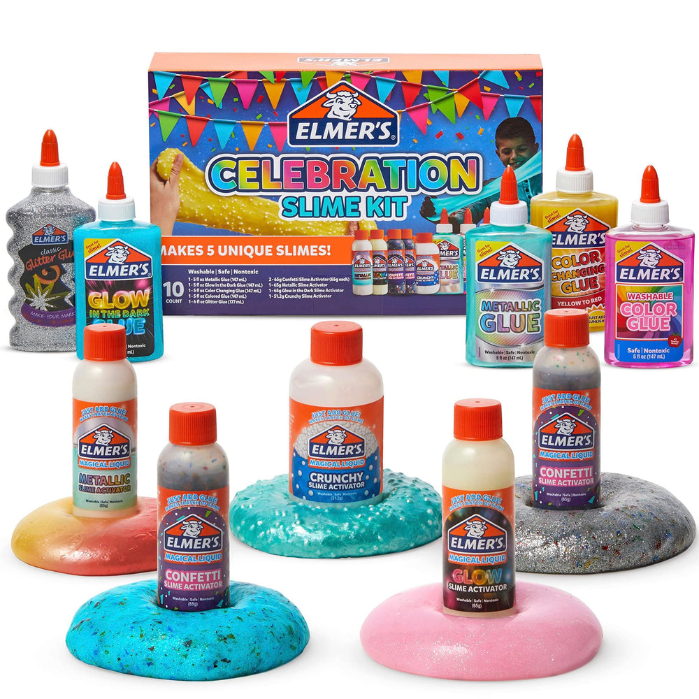 Elmer's celebration slime kit glue bottle for safe, washable crafts