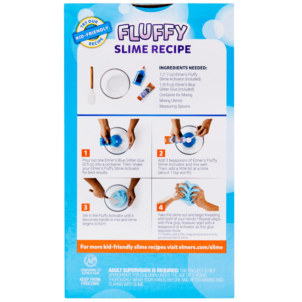 Elmer's fluffy slime kit on a craft table for kids' party activity