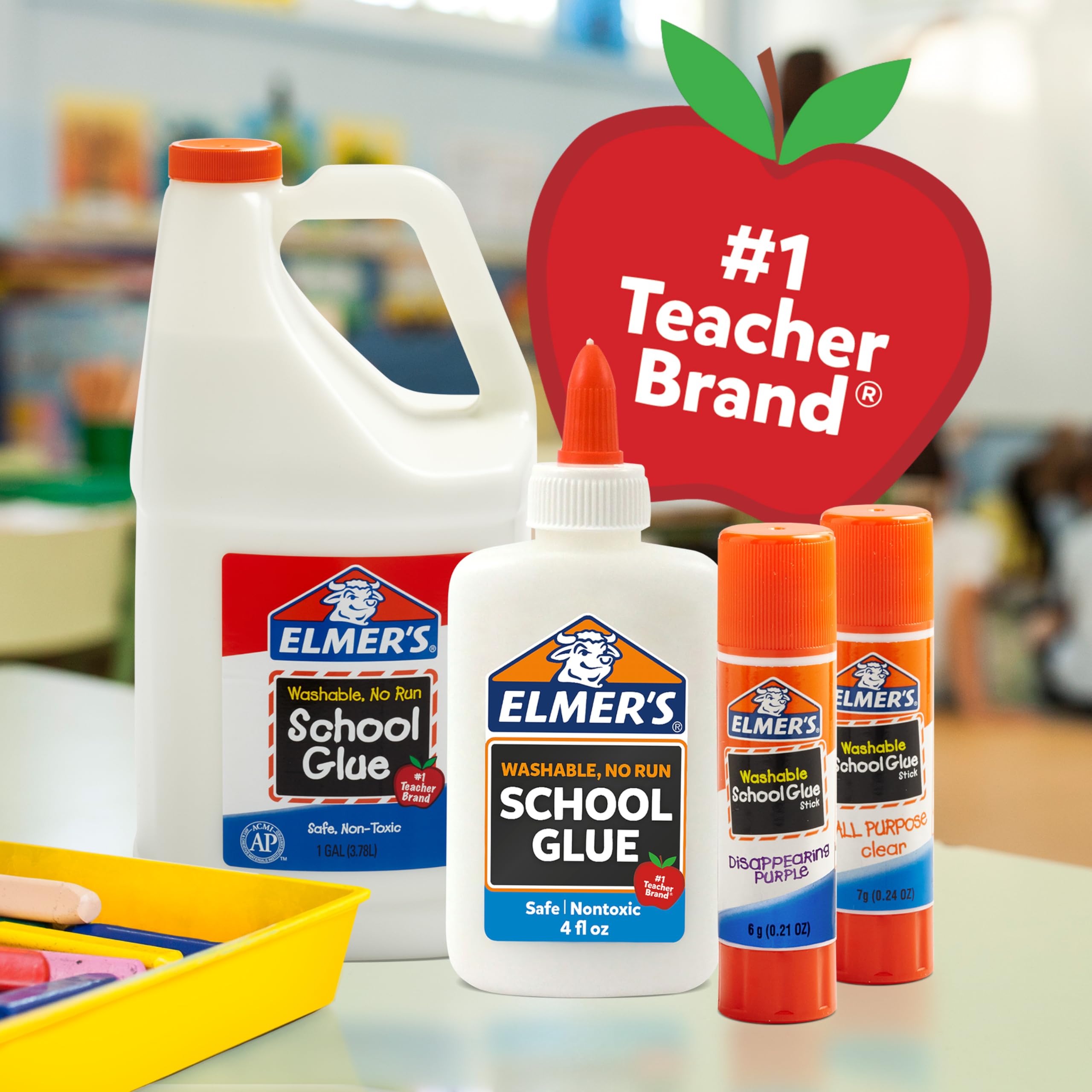 Elmer's Glue used in slime creation with vibrant colors