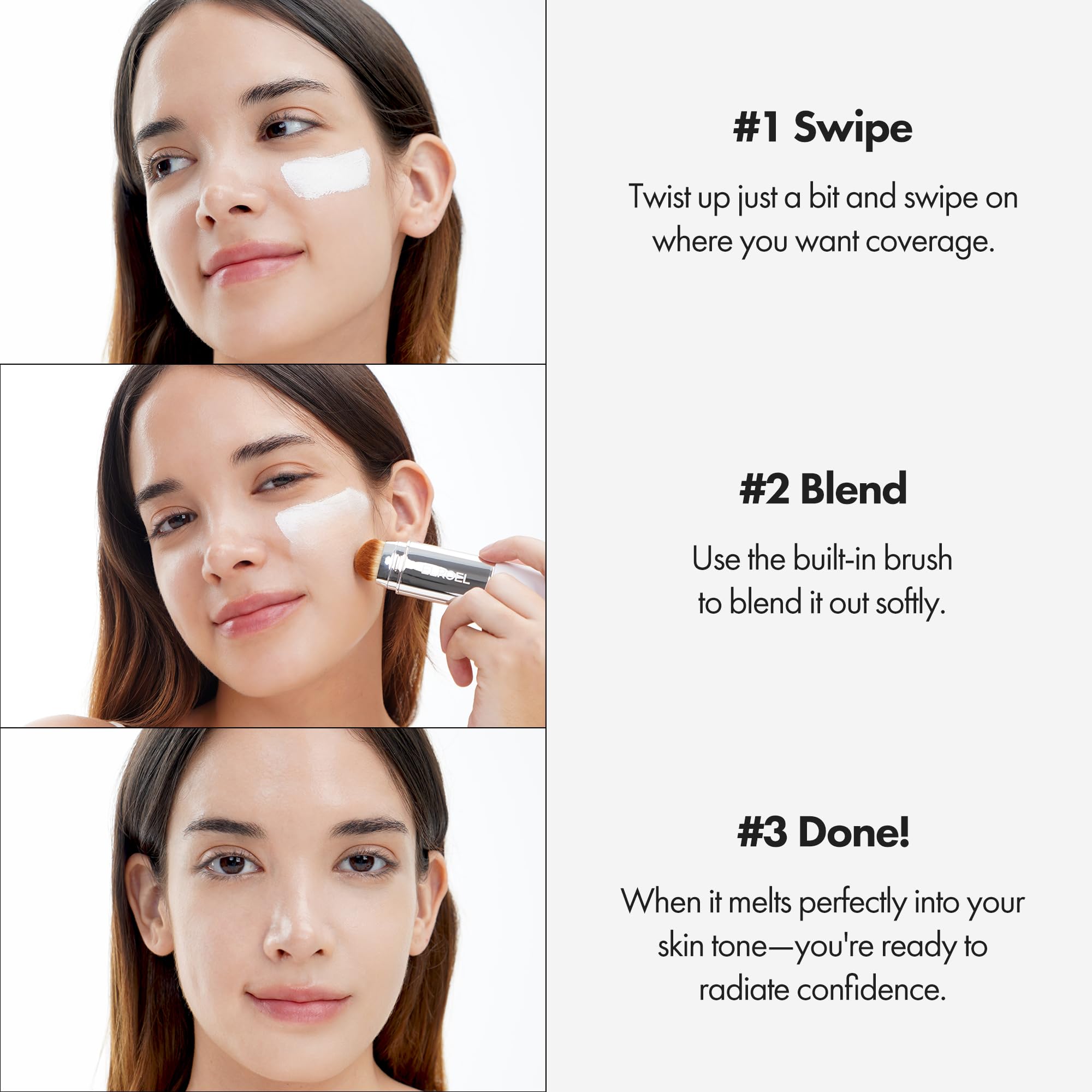ELROEL BLANC Stick V balm-to-cream texture ready to blend on skin