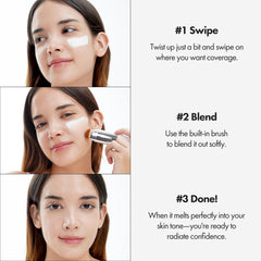 ELROEL BLANC Stick V balm-to-cream texture ready to blend on skin