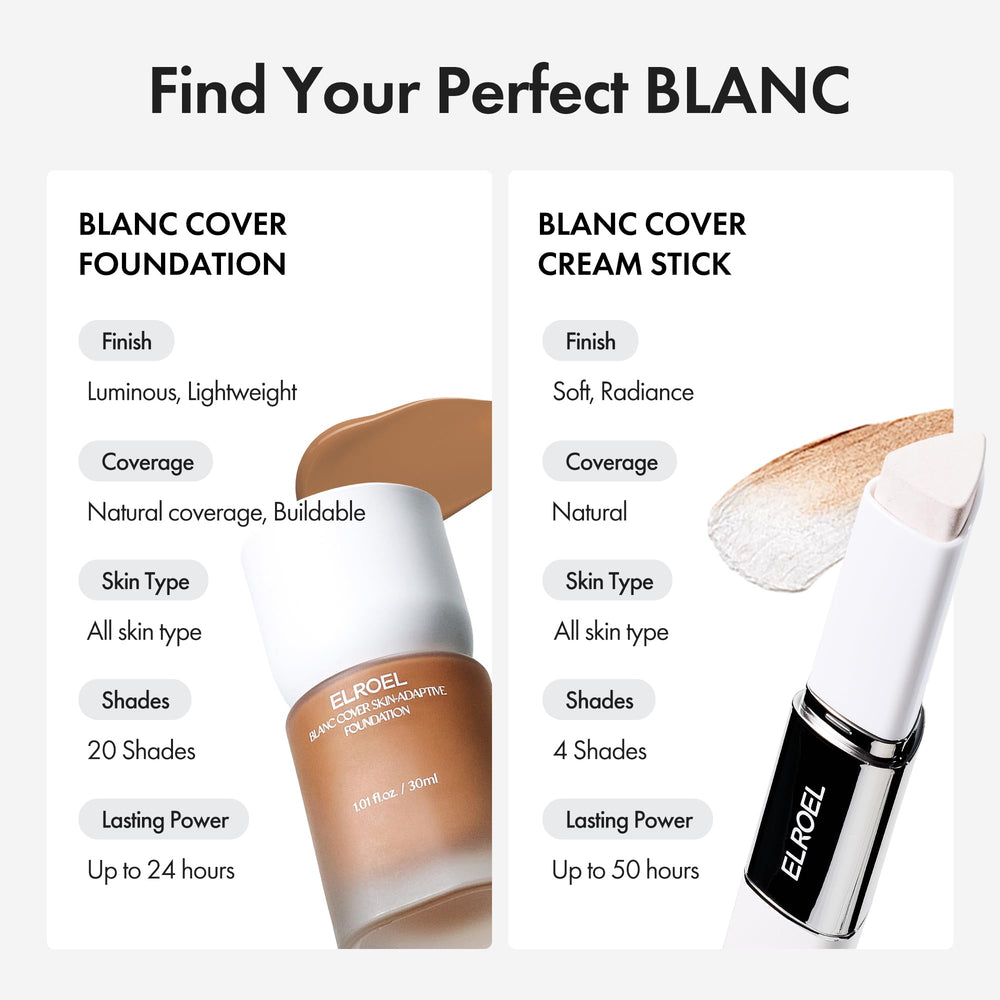 Compact ELROEL BLANC Cover Stick V for easy travel touch-ups
