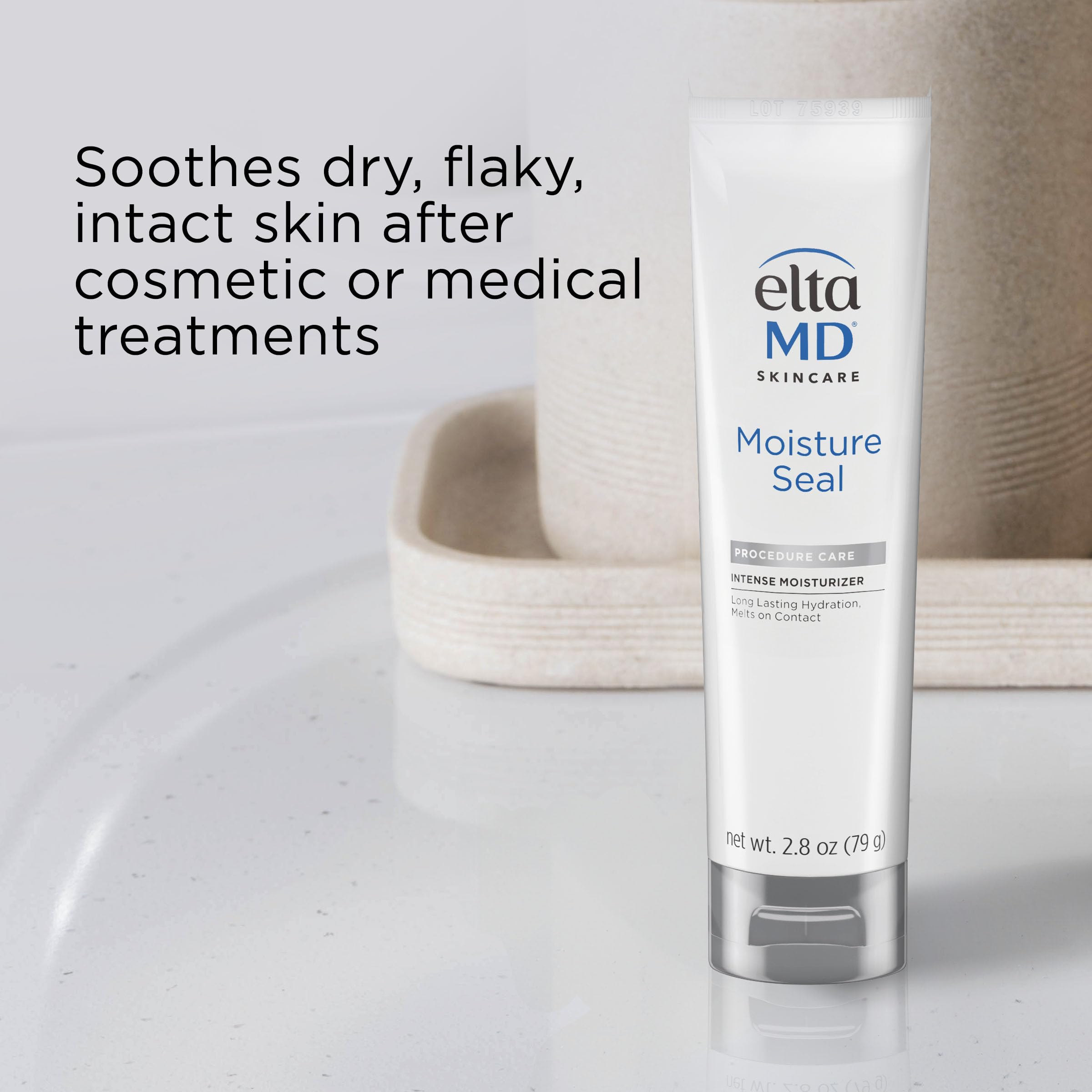 Applying EltaMD Moisture Seal on hand for soothing, dry skin relief.