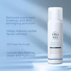 EltaMD Skin Recovery amino acid foam cleanser pump disperses a mild lather for hydration-friendly wash