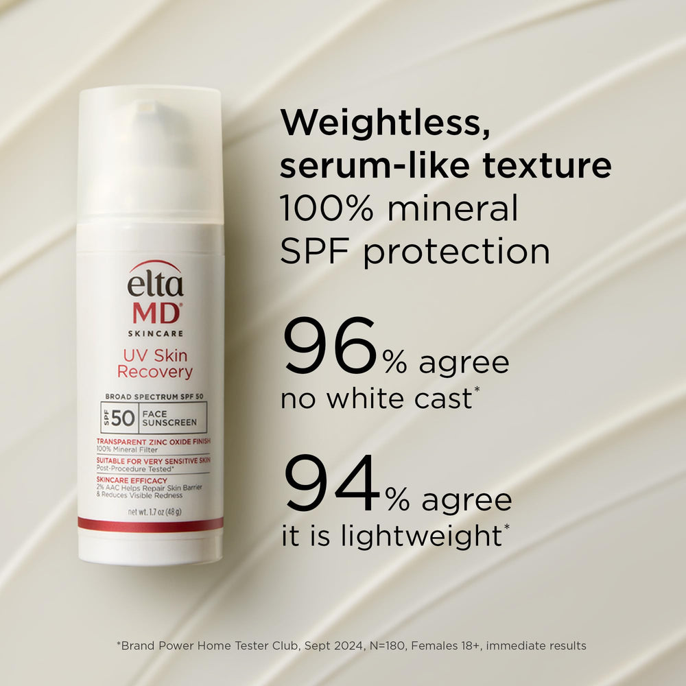 EltaMD travel-size pump bottle shown for on-the-go protection.