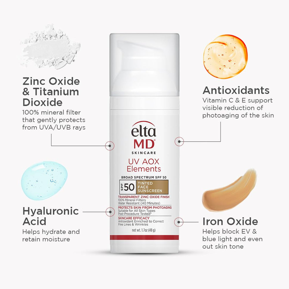 EltaMD UV AOX Elements application on face with easy pump dispensing