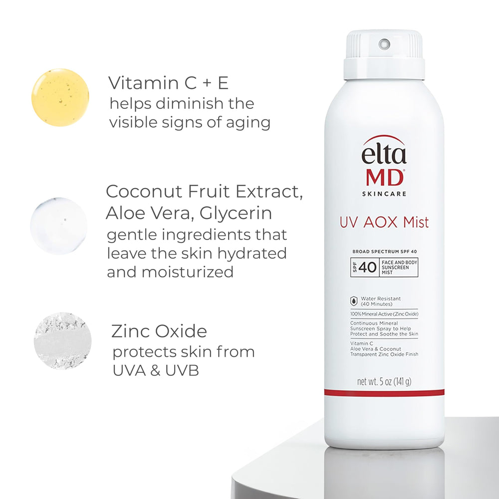 EltaMD UV AOX Mist fragrance-free sunscreen ideal for sensitive skin