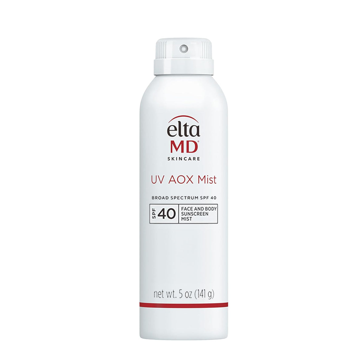 EltaMD UV AOX Mist Mineral Sunscreen Bottle demonstrates mineral protection for face and body