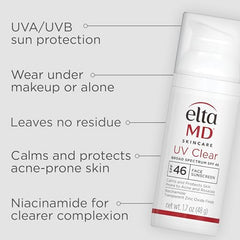 EltaMD UV Clear SPF 46 application demonstrates quick, even coverage