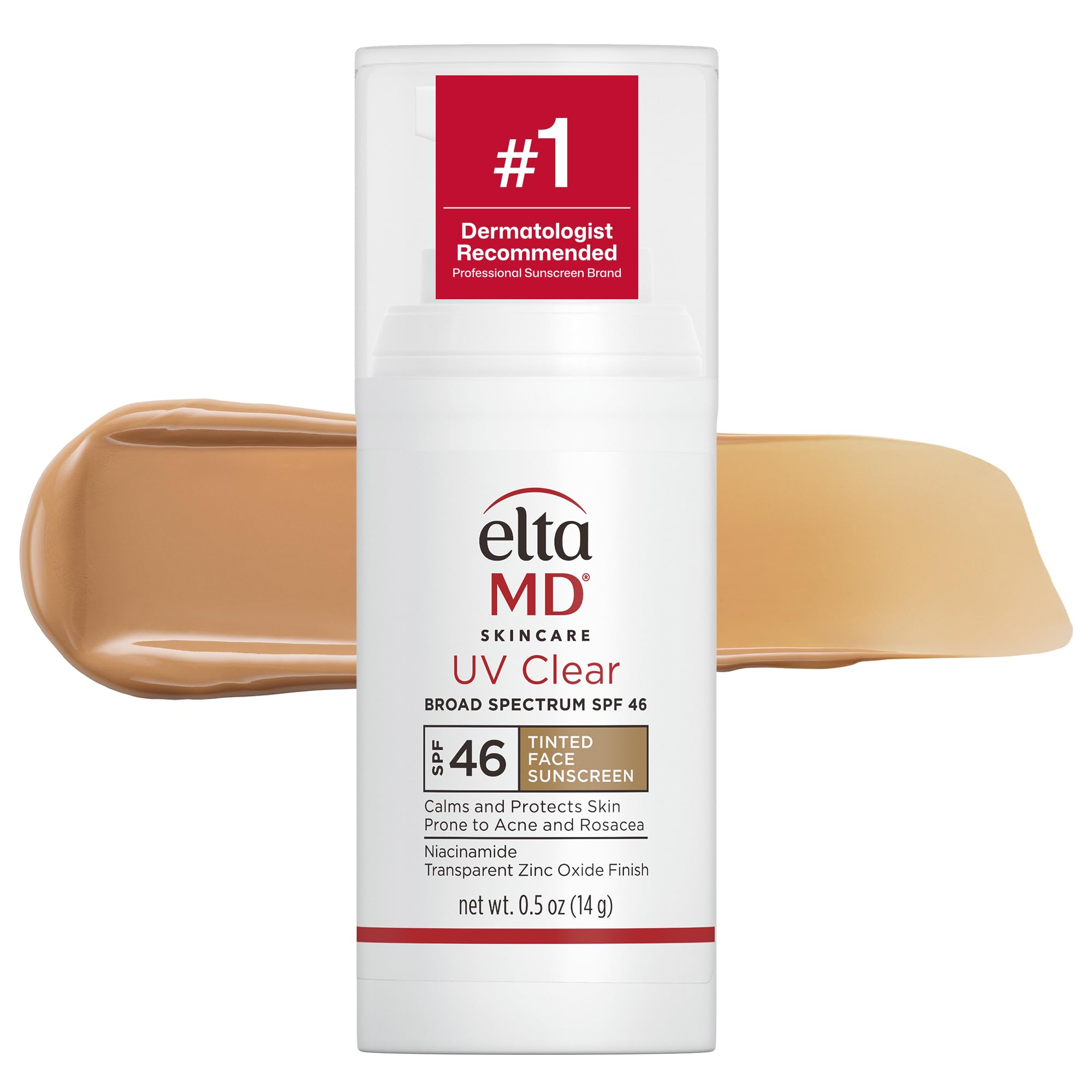 EltaMD UV Clear tinted sunscreen bottle in compact travel size for everyday protection.