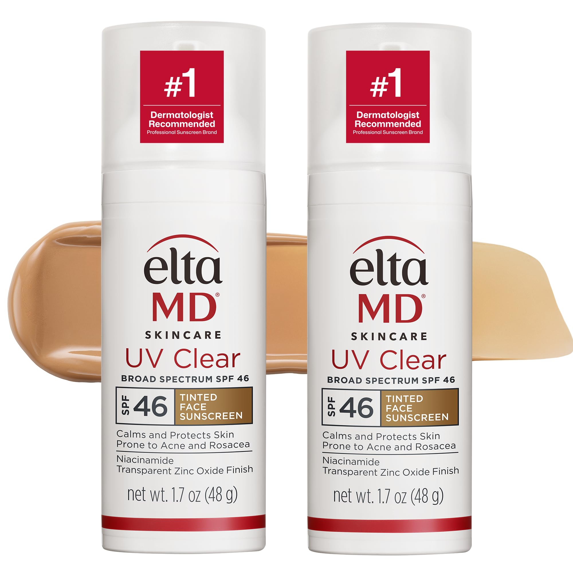 EltaMD UV Clear tinted sunscreen pump bottle for daily SPF 46 protection on sensitive skin