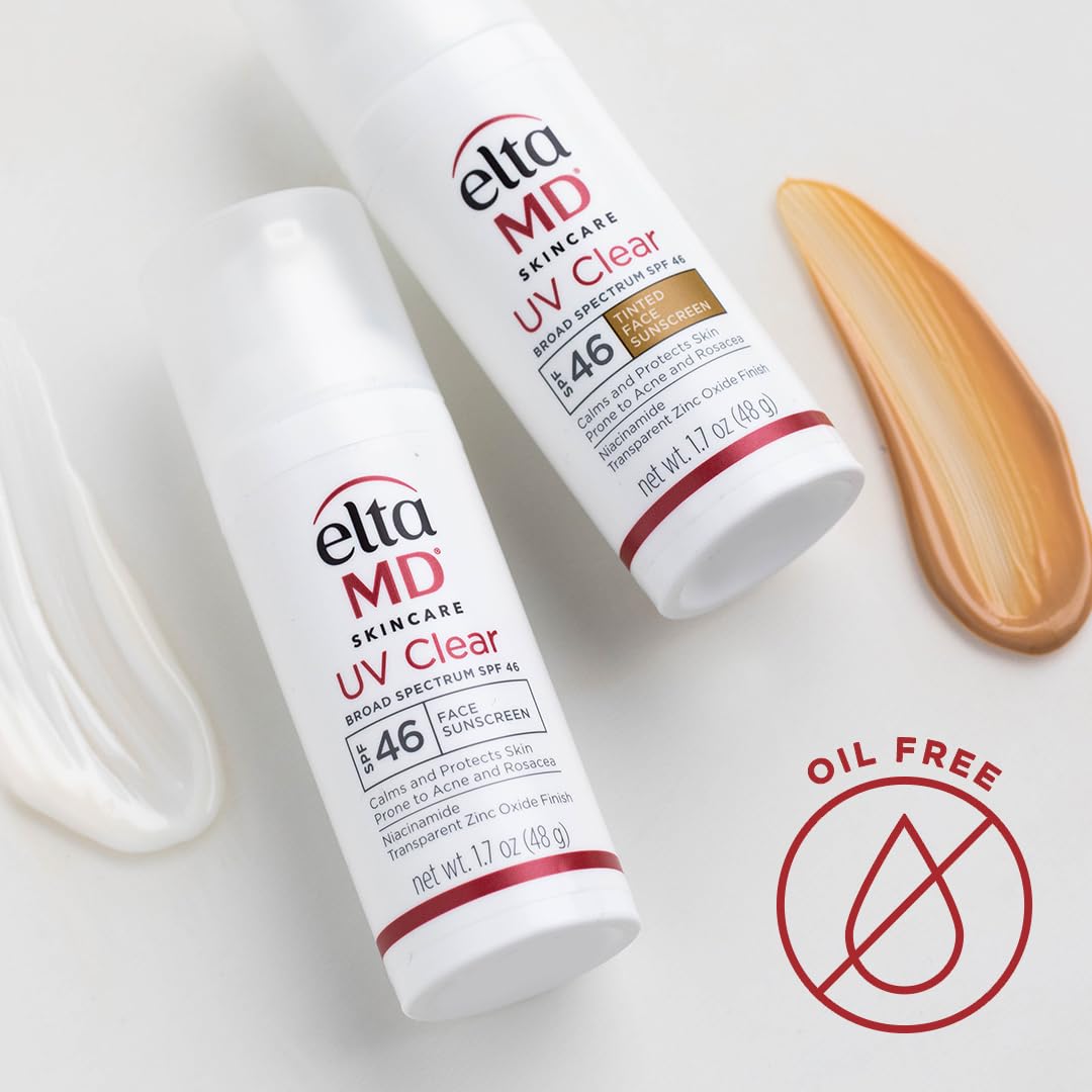 EltaMD UV Clear tinted sunscreen applied on skin with seamless coverage close-up.