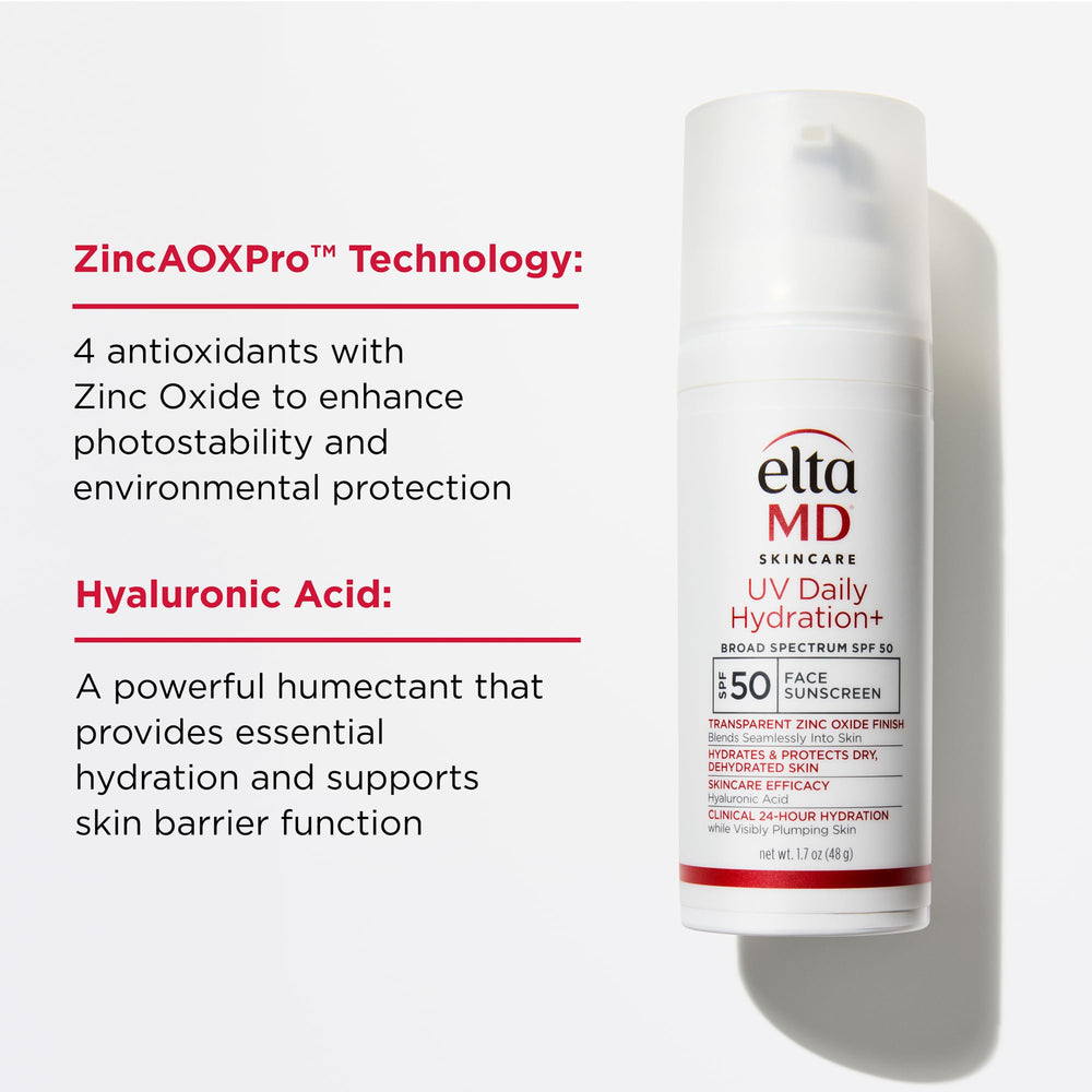 EltaMD UV Daily Hydration+ SPF 50 under makeup for seamless wear.