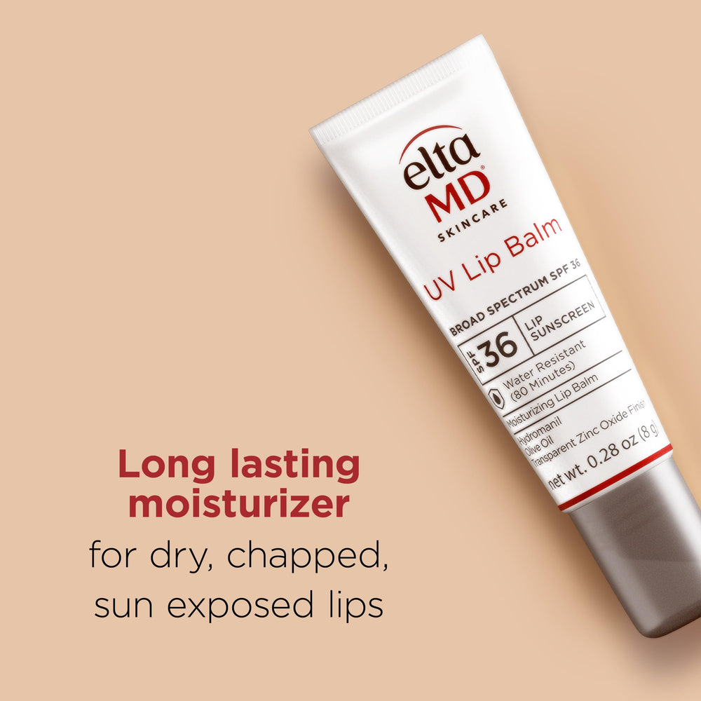 EltaMD UV Lip Balm transparent zinc oxide formula shields lips with a natural look.