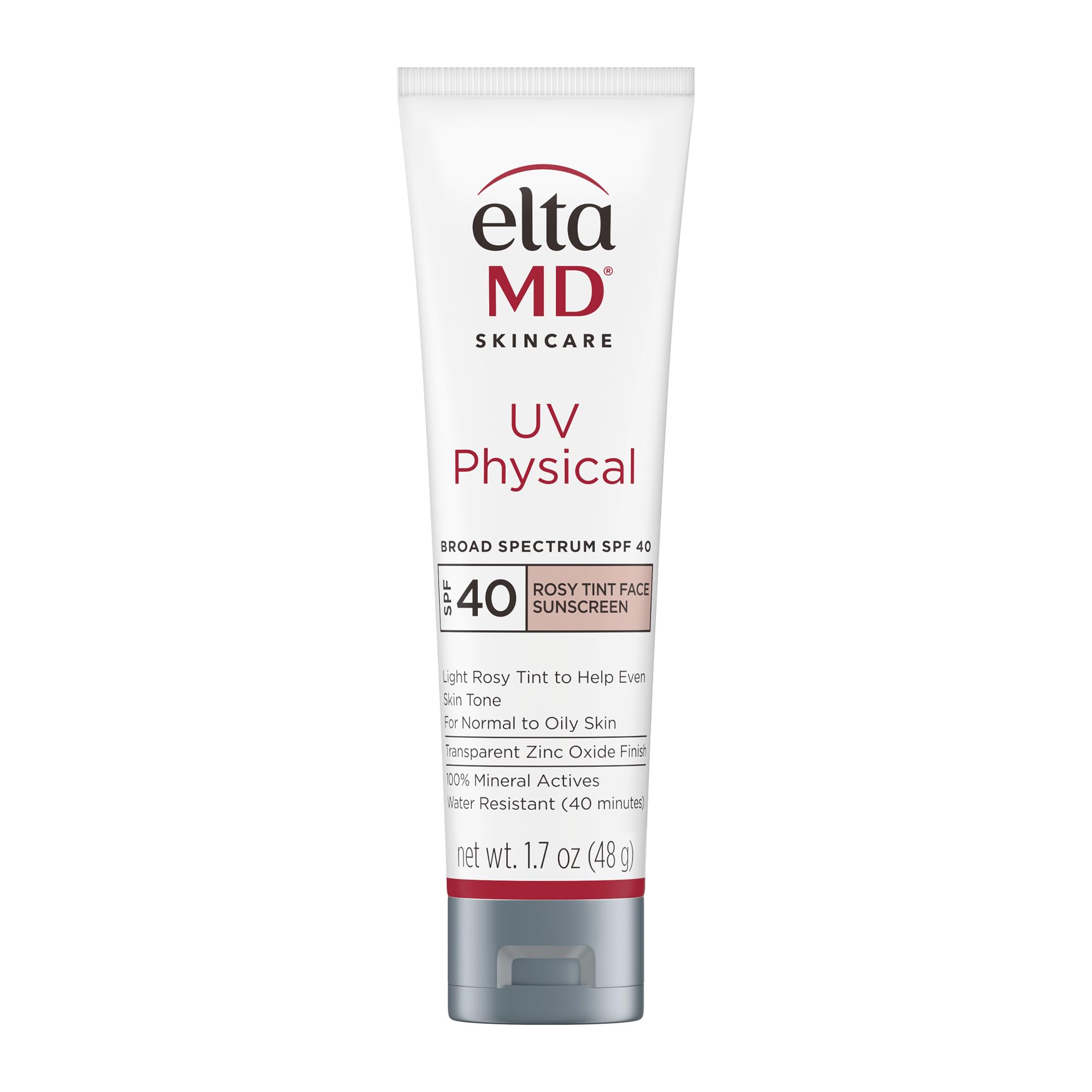 EltaMD UV Physical Rosy Tint bottle shows mineral SPF and natural finish.