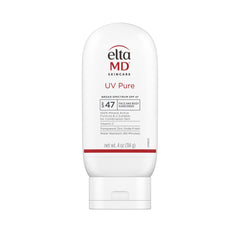 EltaMD UV Pure sunscreen bottle showing mineral protection for face and body.