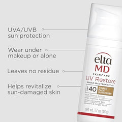 Texture close-up of EltaMD UV Restore showing creamy, natural tint