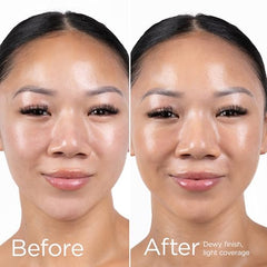 Tinted sunscreen used as a makeup base for a seamless look