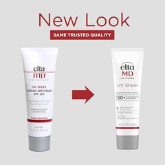 Back view of EltaMD UV Sheer tube showing ingredients and usage guidance for safe application.