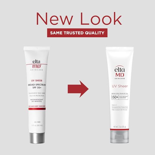 EltaMD UV Sheer label detail highlighting fragrance-free, non-comedogenic formula.