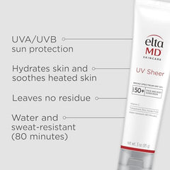 EltaMD UV Sheer swatch on skin demonstrating quick absorption and no white cast.