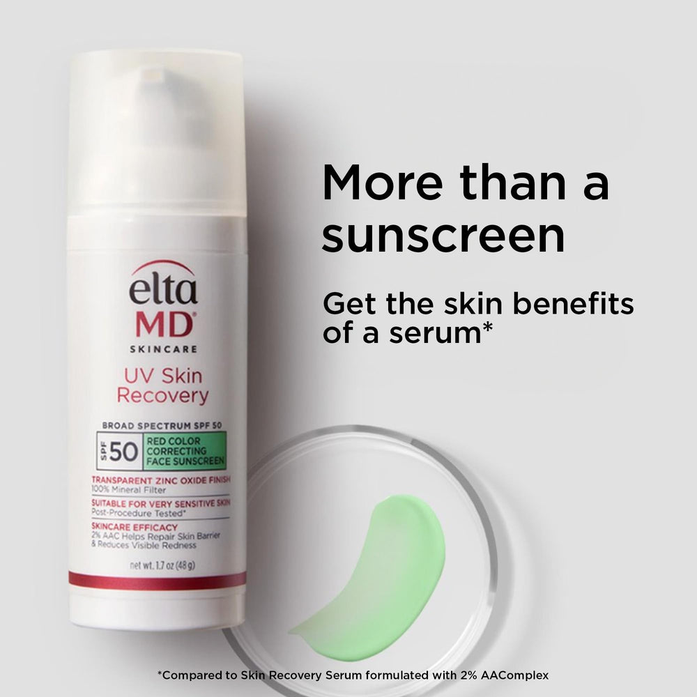 EltaMD UV Skin Recovery Green Tint shows no white cast on skin