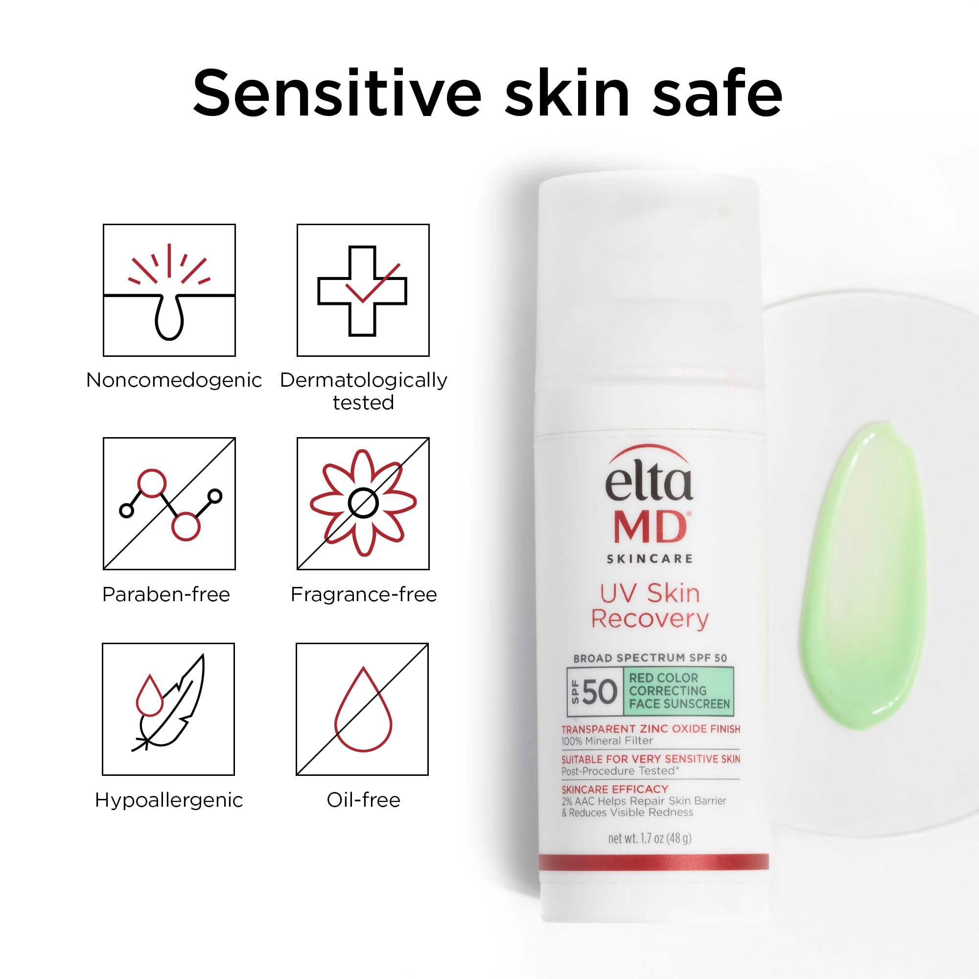 Post-procedure skin with EltaMD UV Skin Recovery Green Tint