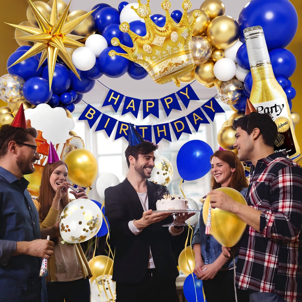 ELTNEGSA birthday banner with decorating tools for quick setup