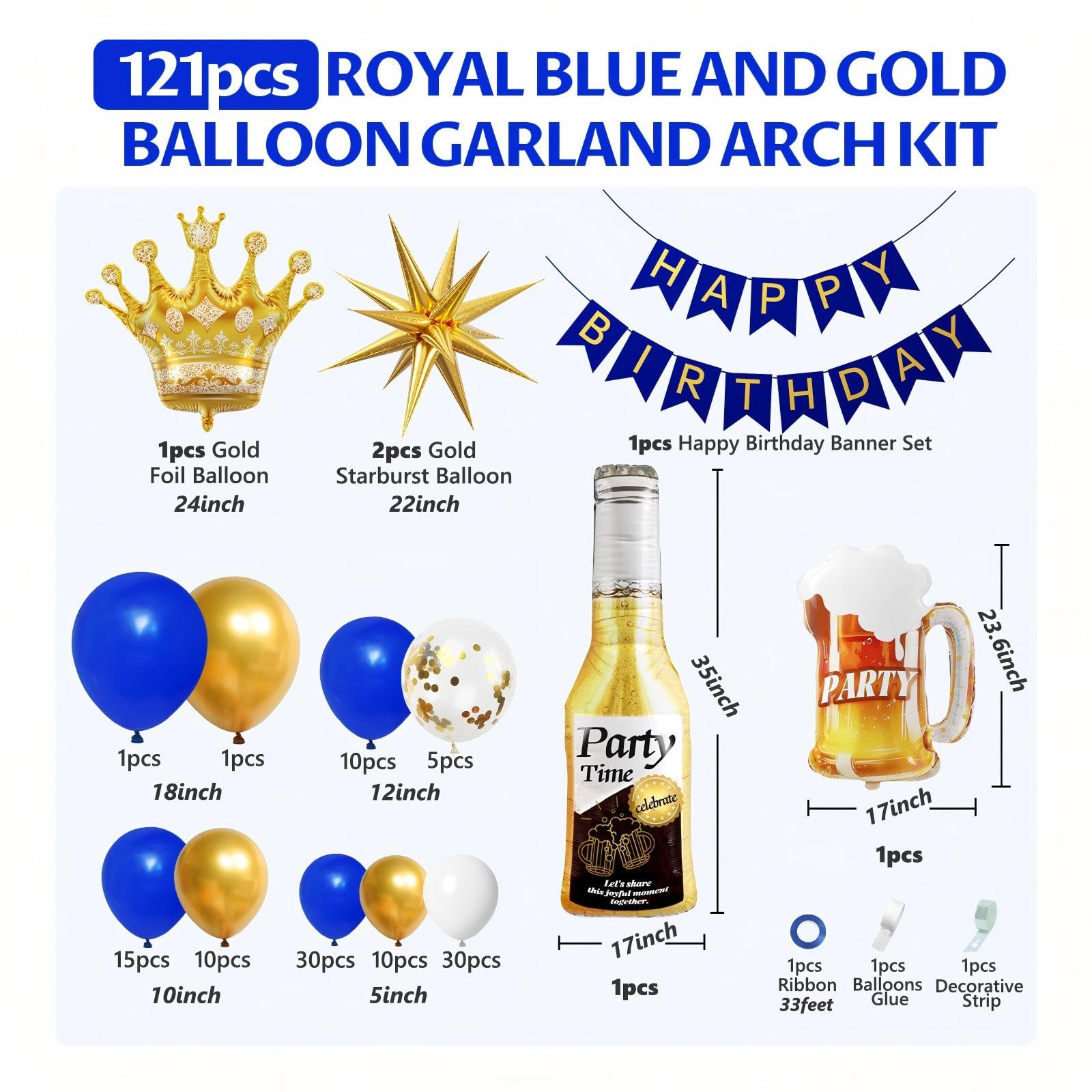 ELTNEGSA gold foil balloons and banner for a striking birthday display
