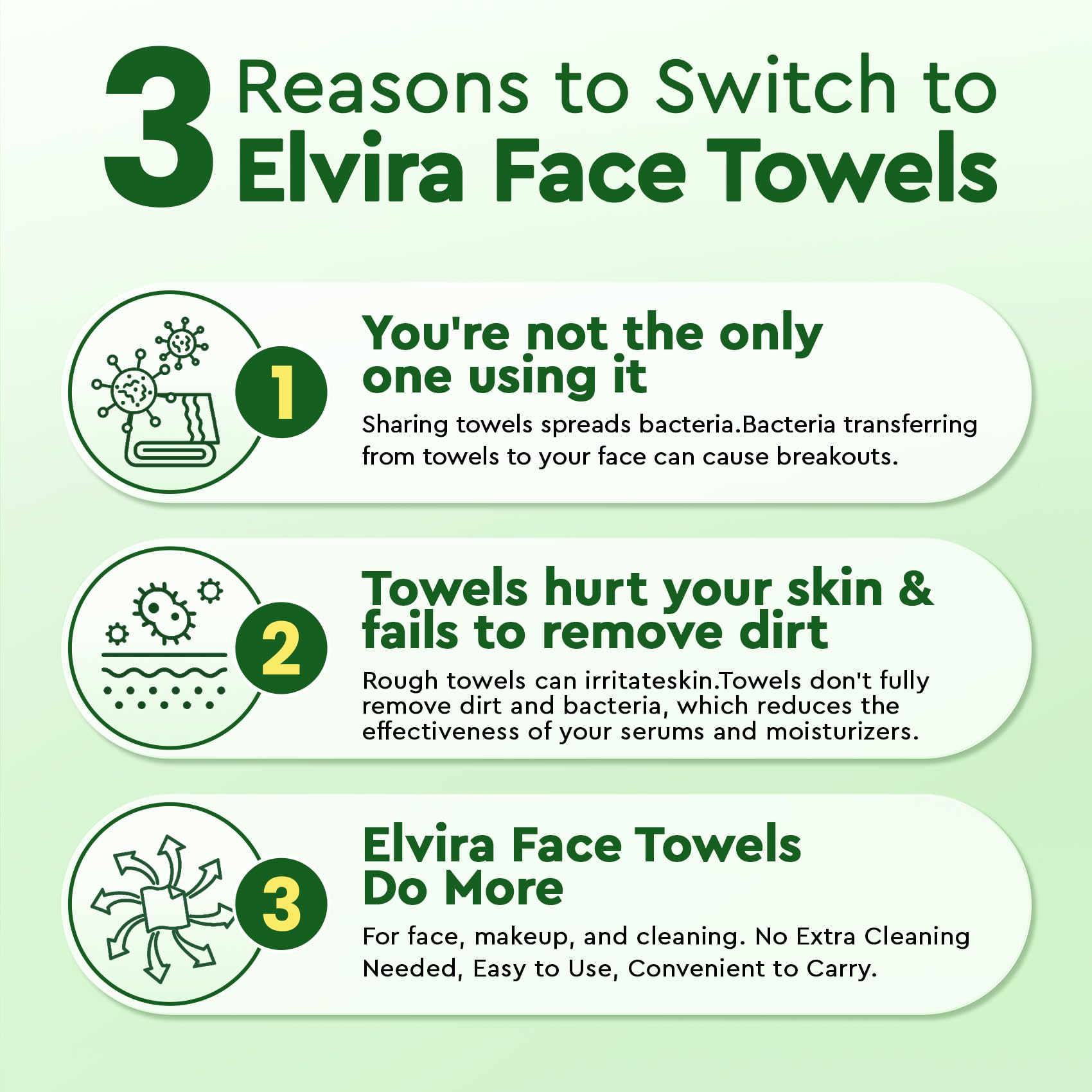 Elvira wipes are thick and absorbent for makeup removal