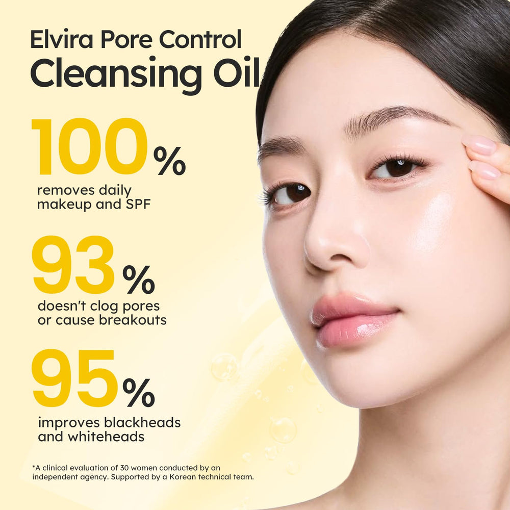 Elvira Pure Cleansing Oil dissolves heavy makeup for a clean start