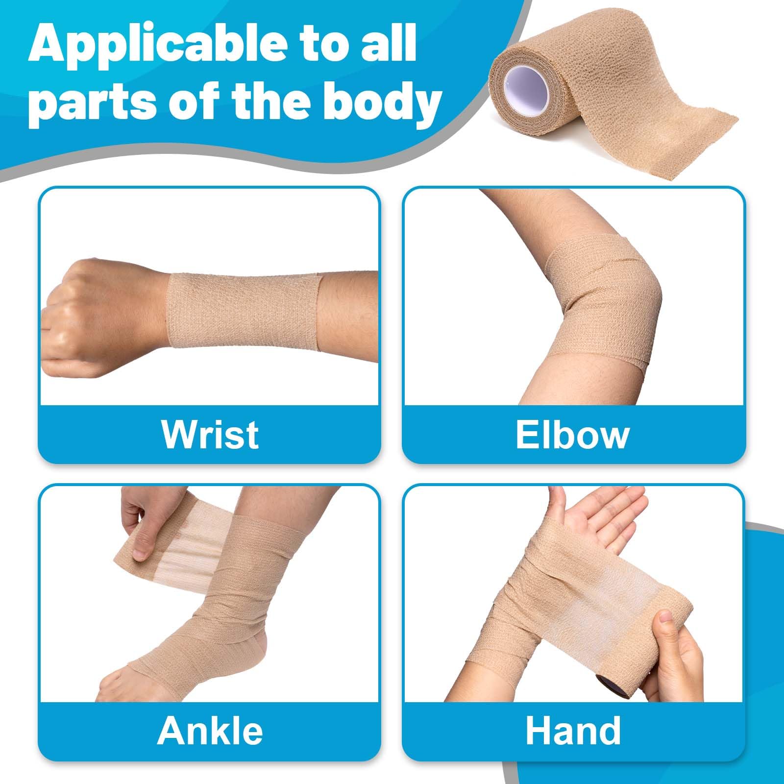 Knee or ankle wrap using Elzrghs bandage wrap for lightweight support during activity.