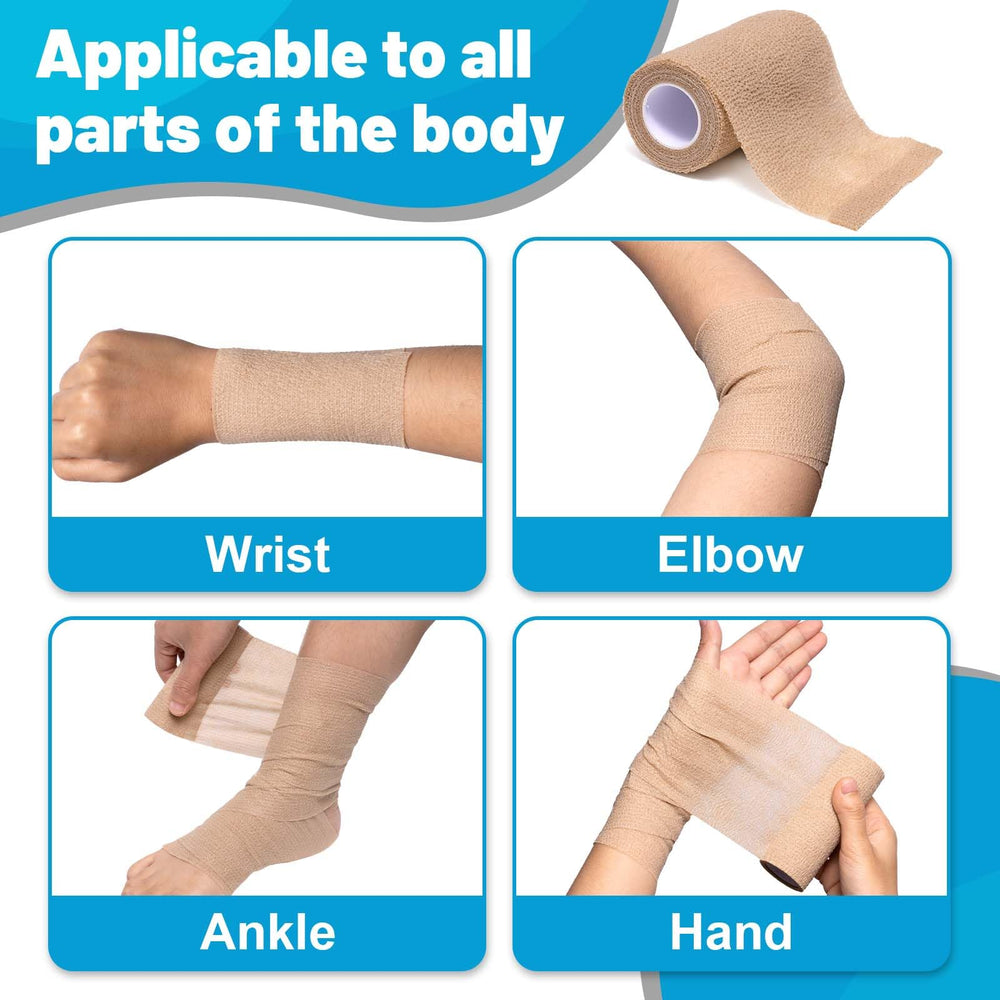Knee or ankle wrap using Elzrghs bandage wrap for lightweight support during activity.