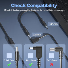 Emaks 65W charger highlights worldwide input compatibility for travel.