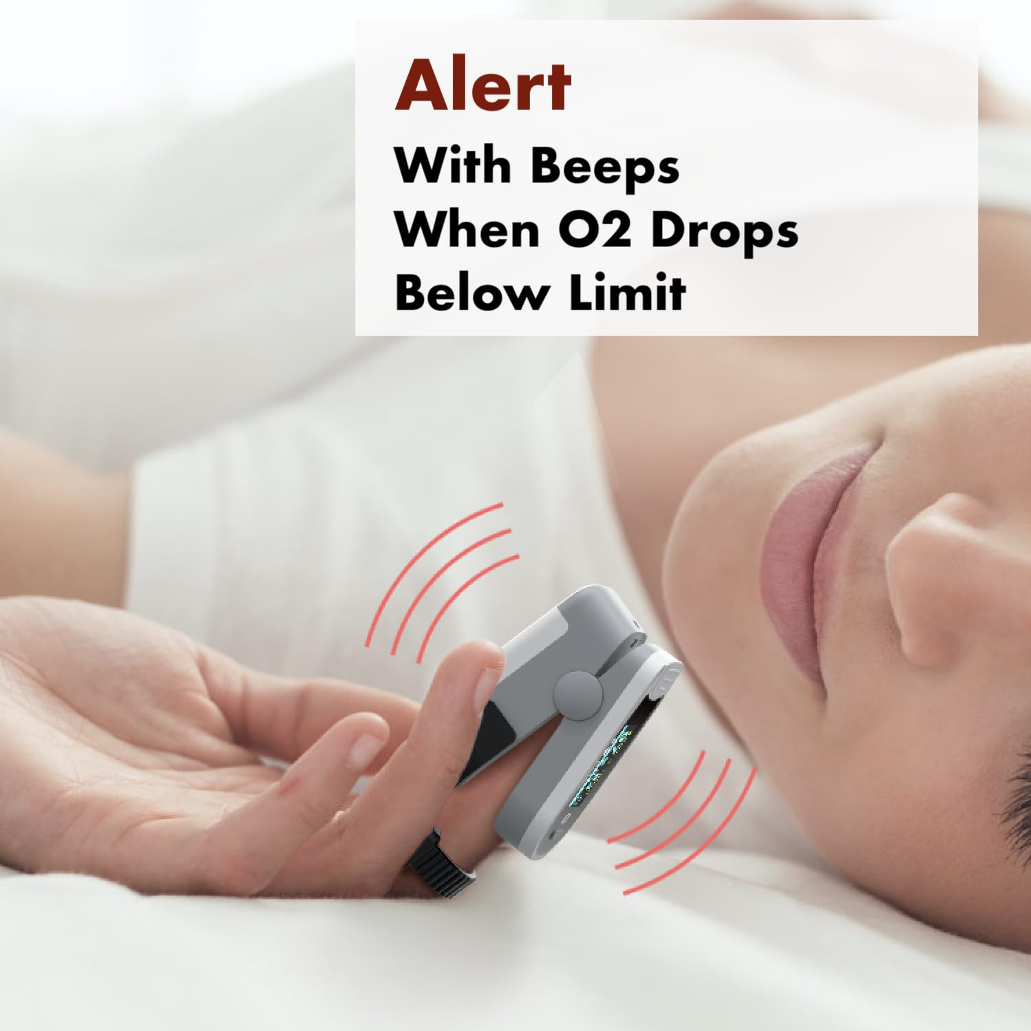 EMAY Sleep Oxygen Monitor indicates 40-hour on-device memory for overnight data.