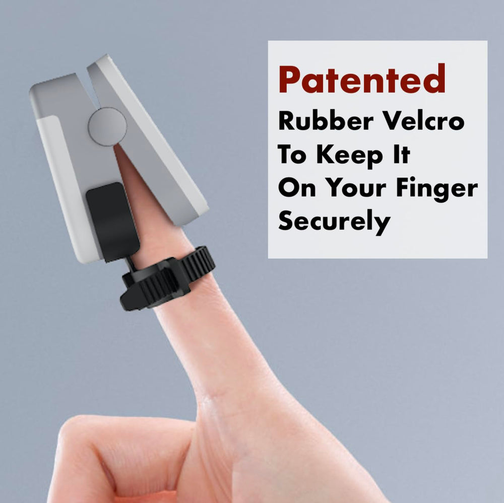 EMAY device worn on finger with adjustable strap for comfortable sleep.
