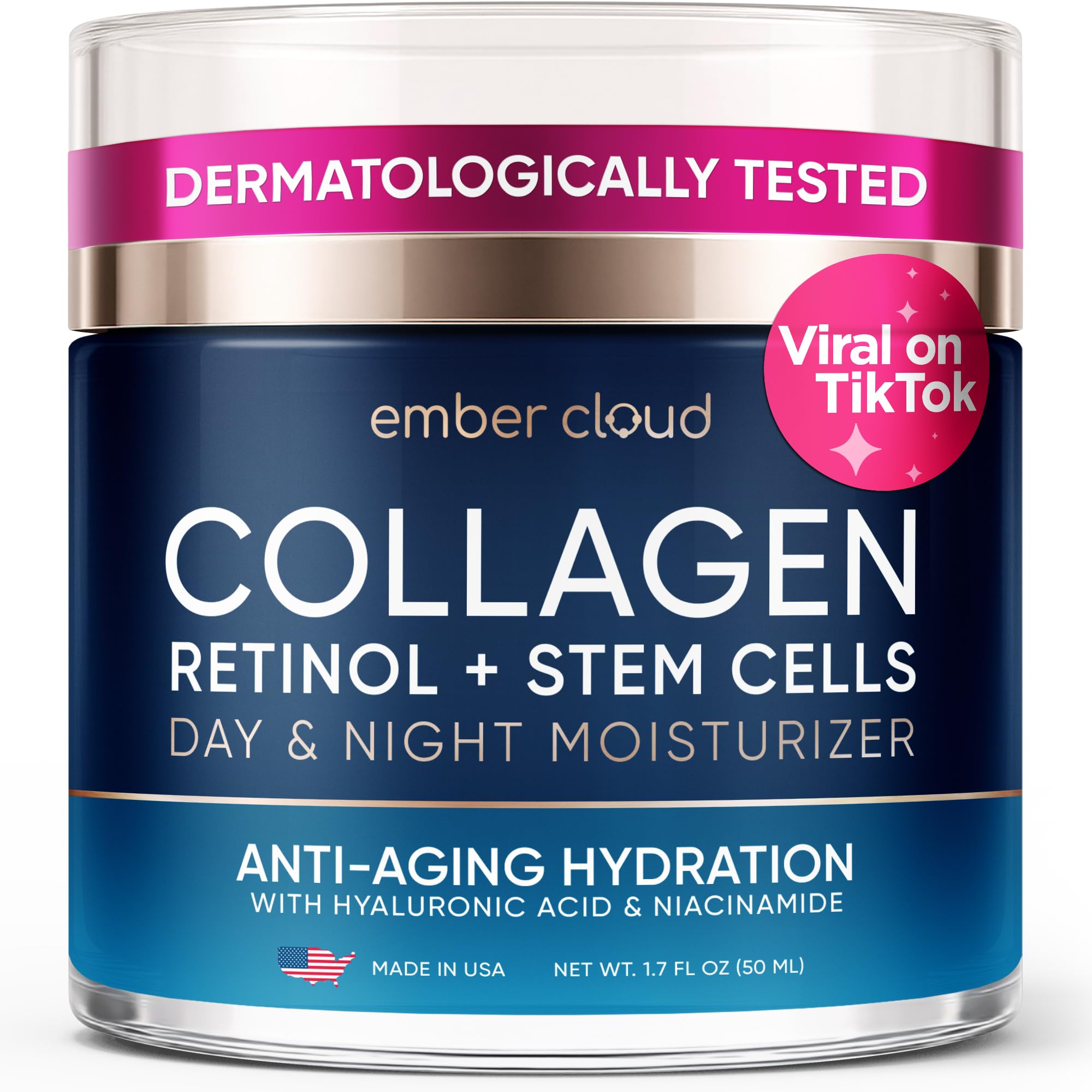 Ember Cloud collagen-cream bottle pump for daily hydration on all skin types