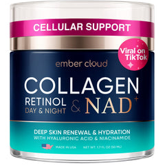 Ember Cloud Collagen NAD+ Cream bottle-front for daily hydration and elegant skincare routine