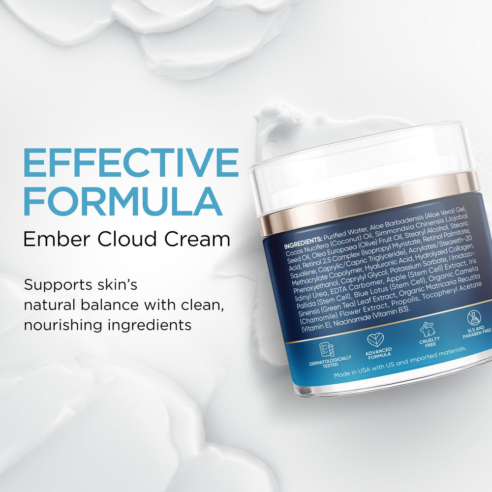 Ember Cloud retinol niacinamide formula closeup indicating anti-aging support
