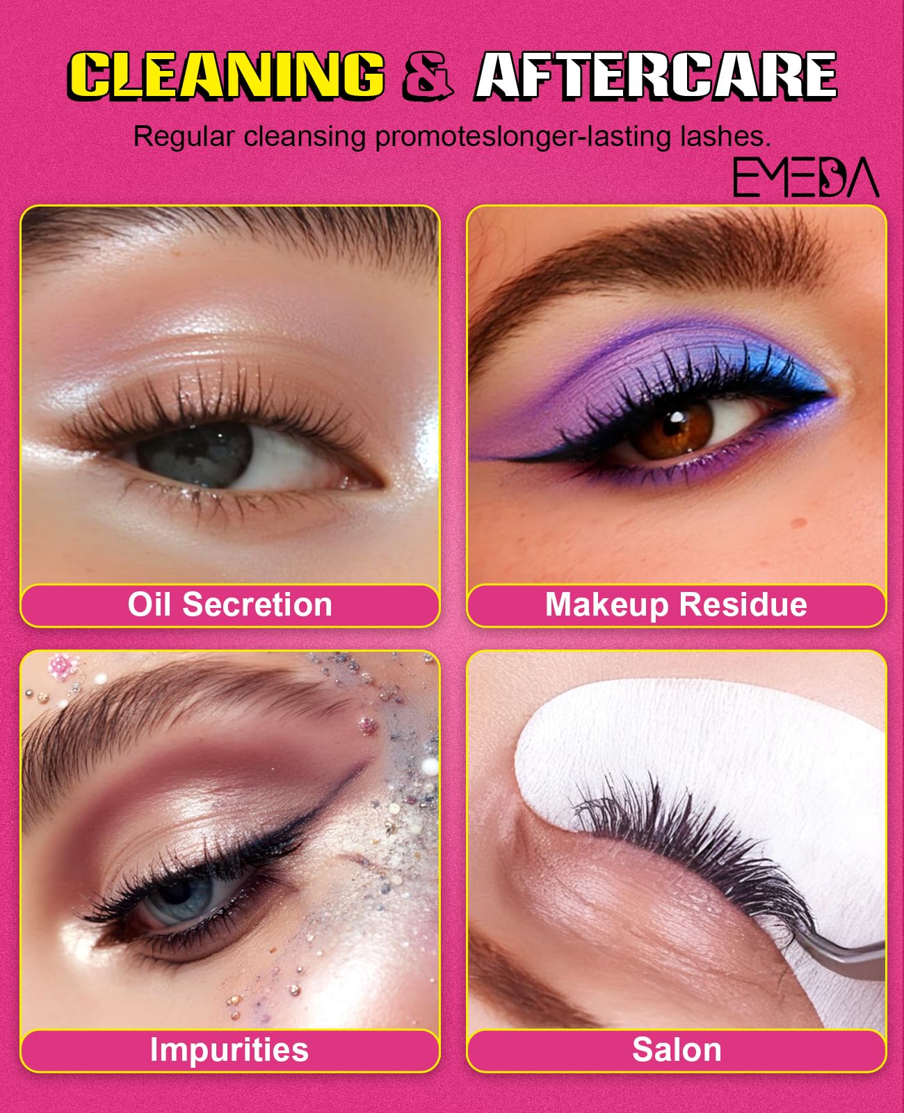 EMEDA extensions adhesive residues removal demo illustrates potential lash life preservation.
