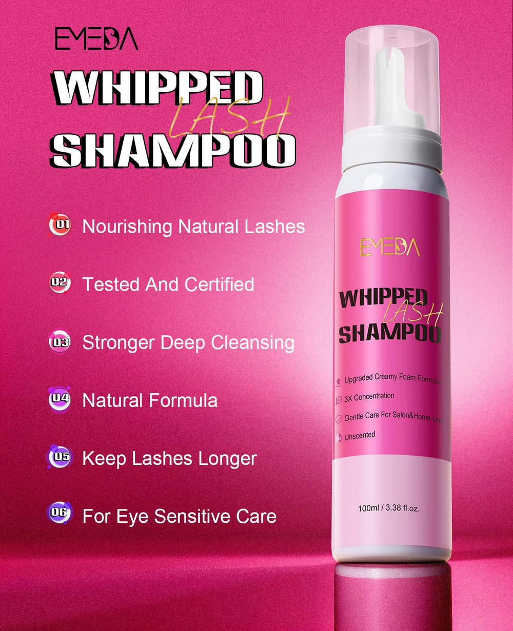 EMEDA lash cleanser bottle 100ml for salon or home use with a pH-balanced formula.