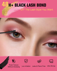 Close view of EMEDA spiral lash bond brush applying at lash base.
