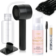EMEDA lash shampoo kit with mini fan for fast at-home eyelash cleaning