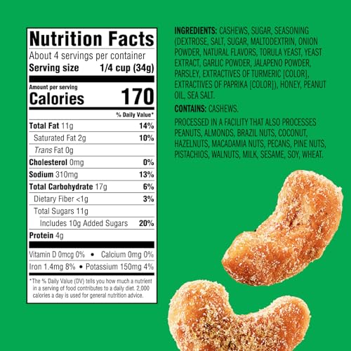Emerald Hot Honey Cashews closeup shows glossy glaze and crunchy texture.