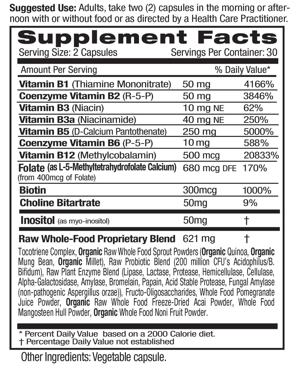 Emerald Labs B-Healthy label close-up showing methylated folate