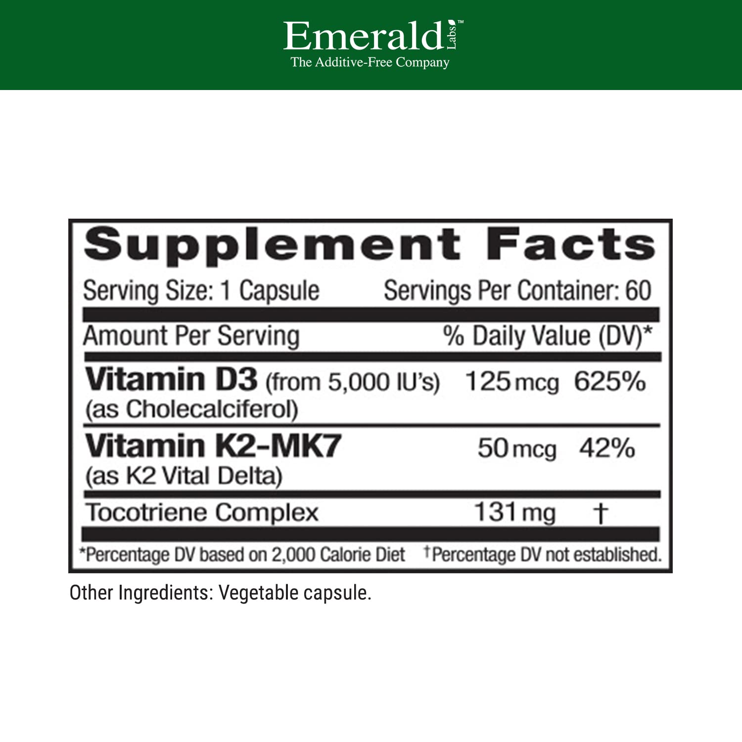 Emerald Labs Vitamin D3+K2 capsules close-up showing texture for daily support