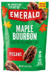 Emerald Maple Bourbon Pecans glaze close-up shows rich caramelized notes ideal for snacking.